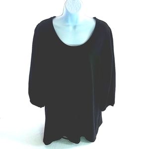 Ava &Viv Women's Plus Size 3/4 Puff Sleeve Blouse Black Size 2X 20W/22W